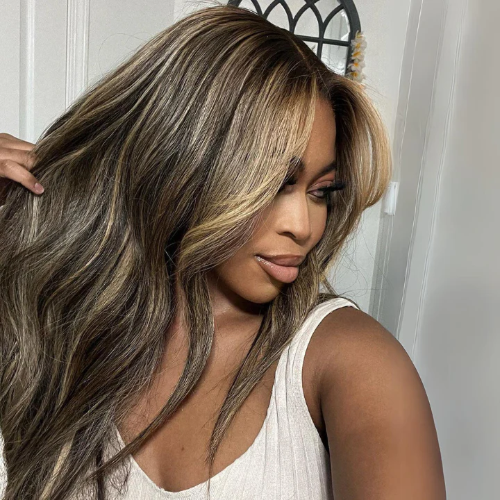 Ombre Color Wig Highlight  Light Blonde Body Wave 13x4 Lace Front /7×5 Lace Closure Wigs With Baby Hair - Amanda Hair - Image 2