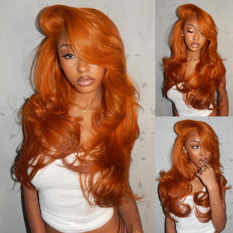 Orange Ginger Colored Body Wave 13x4 Lace Front Wigs With Baby Hair 100% human Hair-Amanda Hair - Image 2