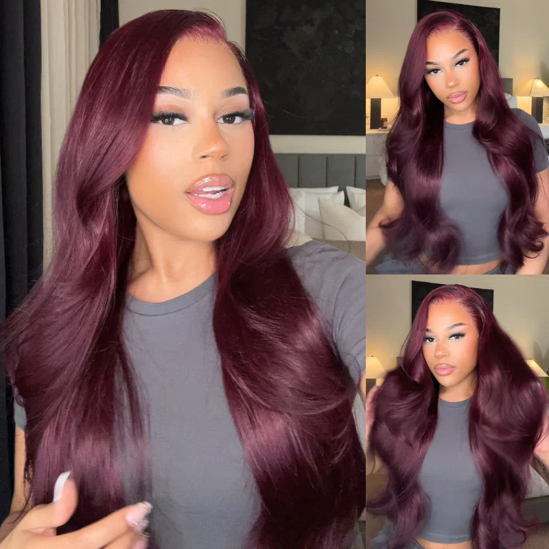 $100 Off Full $101| Glueless Body Wave Purple Black Cherry Burgundy 7x5/13x4 Lace Front Wig Flash Sale - Image 3