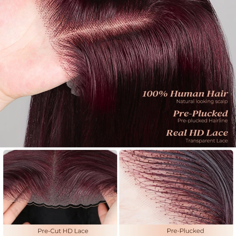 $100 Off Full $101| Glueless Body Wave Purple Black Cherry Burgundy 7x5/13x4 Lace Front Wig Flash Sale - Image 4