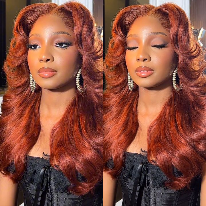 $199=26" | Reddish Brown Glueless Body Wave Human Hair Clear Transparent Lace Front Wigs For Women Flash Sale -Amanda Hair