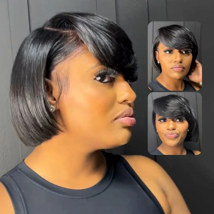All Season Choice Glueless Short Cut Straight Bob Wig 13x4 Brazilian Hair Short Bob Lace Wigs No Code Needed Amanda Hair - Image 3