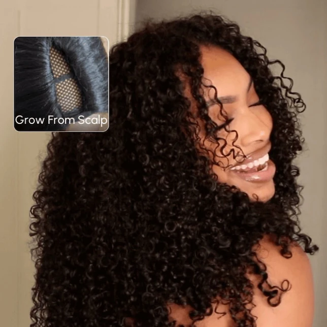 $119=20'' | Upgrade V Part Curly Wig With Burmese Curly Ends Invisiable Drawstring Glueless Human Hair Wig Flash Sale - Image 3