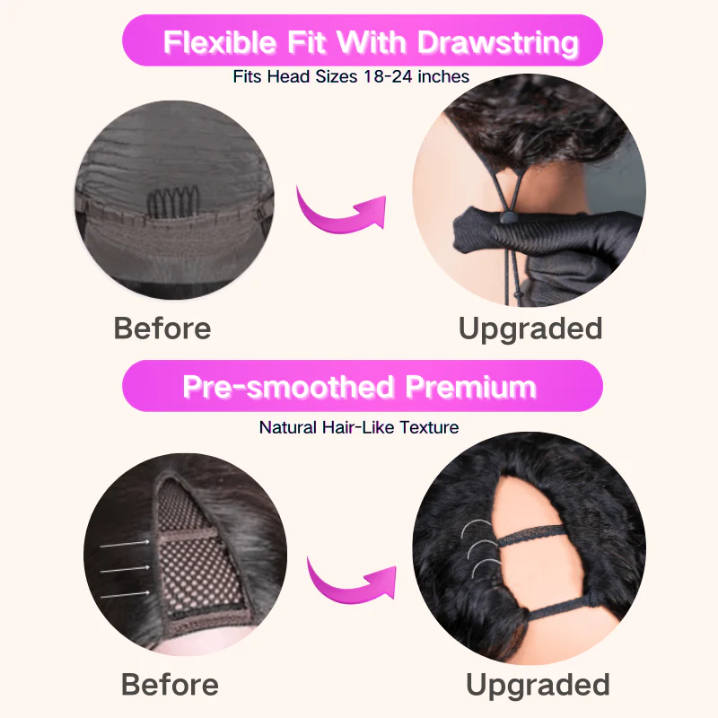 V Part Highlight Brown Water Wave Wig Handwoven Invisible Drawstring Glueless 100% Human Hair Beginner Friendly Flash Sale-Amanda Hair - Image 6