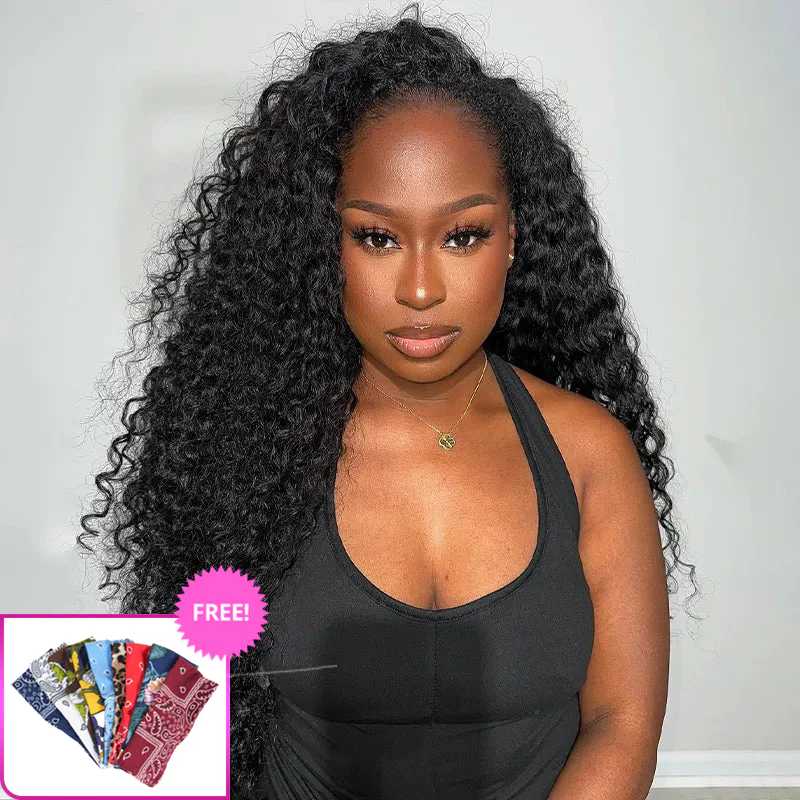 Wow $0.1 Lace Wig| Water Wave Put On & Go Invisible Drawstring Flip Over 3 In 1 Half Wig Flash Sale - Image 3