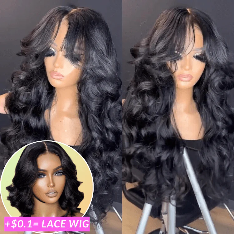 Wow $0.1 Lace Wig| Loose Wave Glueless Invisible 180% Lace Front Wig Curtain Bangs Flash Sale