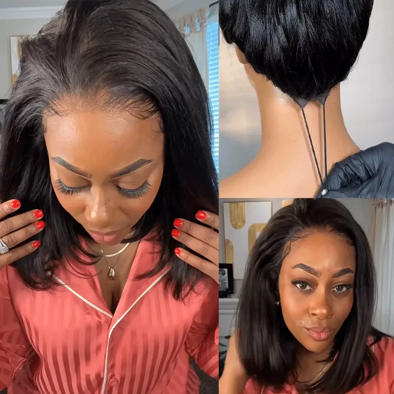 Yaki Straight Short Bob Wig Pre Everything Glueless Lace Front Wig Flash Sale-Amanda Hair - Image 2