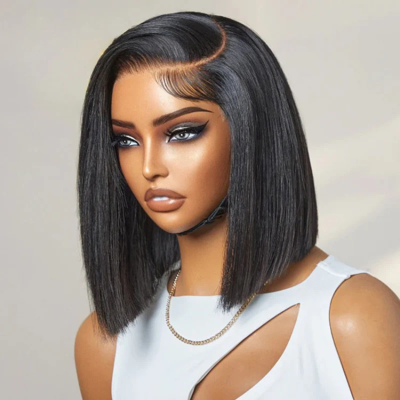 Guleless Side Part Bob Wig 13x4 Lace Front Parting Max Short Straight Wigs 180% Density Flash Sale